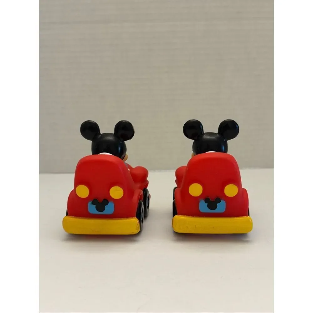 Disney Mickey Mouse Roll-along Red Toy Car by Sassy Push & Go Vehicle Set of 2